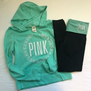 VS PINK Hoodie and Yoga Leggings Set SMALL